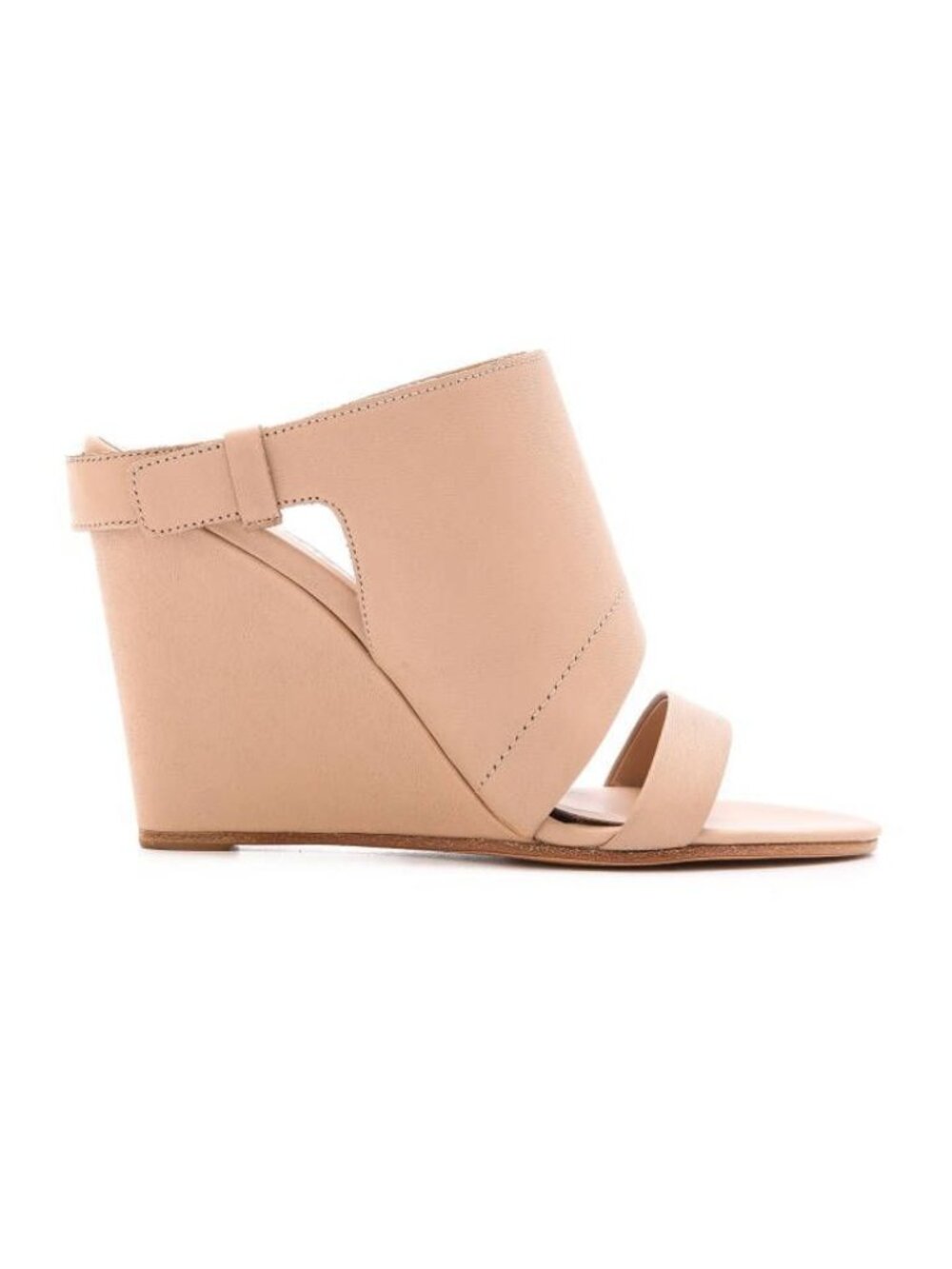 VINCE Kasia Open Toe Nude Leather Cut Out Mule Heels Sandals Size 8